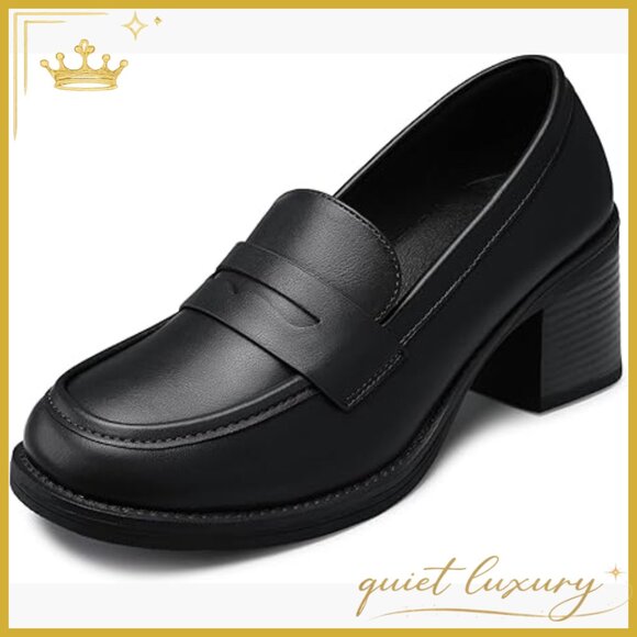 Low-Heel Slip-On Loafers Block Heel Business Casual Shoes